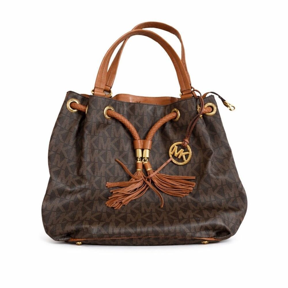 Michael Kors Brown handbags Purse Fringe Rope MK - Picture 2 of 14